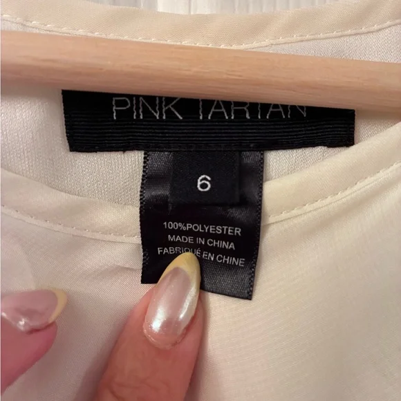 Pink Tartan cream ruffle blouse - Picture 2 of 6